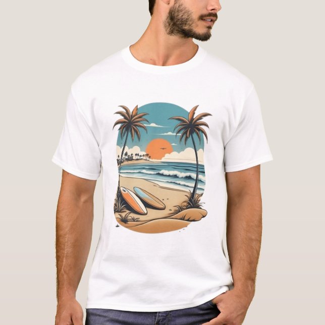 Tshirt de la scène de plage (Devant)