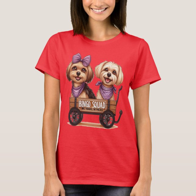 Tshirt de squad de Bingo avec deux chiens mignons (Devant)