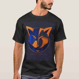 tshirt en coton noir avec design renard bleu