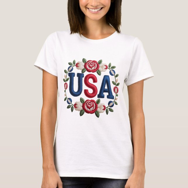 Tshirt Faux Broderie USA (Devant)
