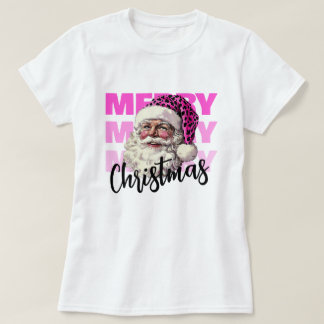 Tshirt léopard Père Noël rose de Noël