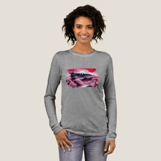 Tshirt manche longue paysage japonais pour femmes 