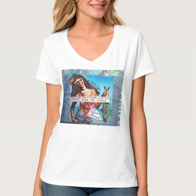 TSHIRT-OCEAN LUFT, SALZIGES HAAR, ENDLOSER SOMMER, T-Shirt (Vorderseite)
