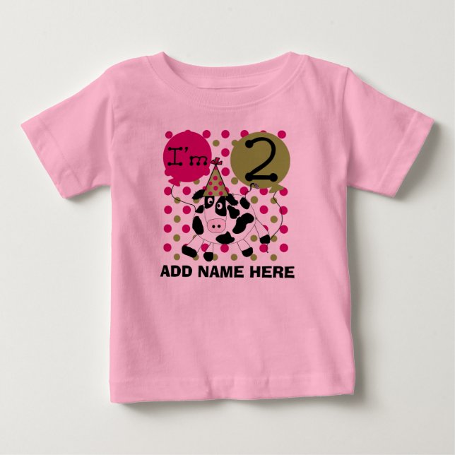 Tshirt personnalisé Pink Cow 2e anniversaire (Devant)