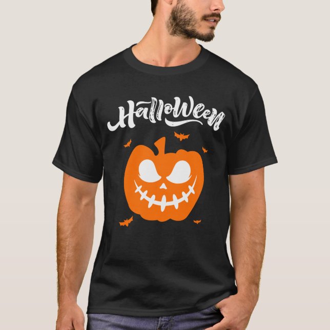 Tshirts Halloween éffrayant Citrouille pour hommes (Devant)