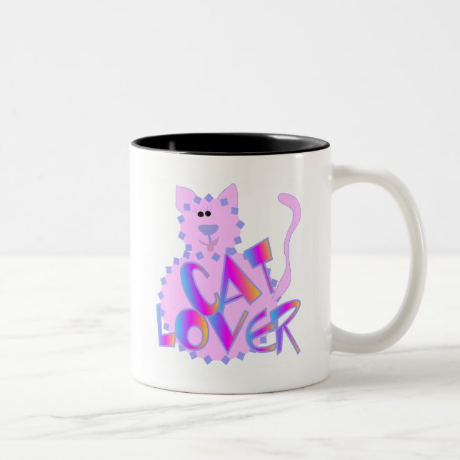 Tshirts und Geschenke für die rosa Katze Zweifarbige Tasse (Rechts)