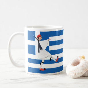 Tsolias (Evzone) mit Fustanella und griechischer F Kaffeetasse