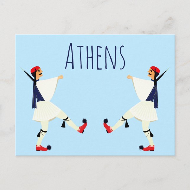 Tsolias (Evzones) mit fustanella Athens Postkarte (Vorderseite)