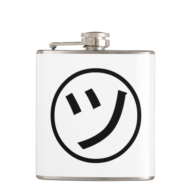 ㋡ Tsu Kana Katakana Lächeln Emoji / Emoticon Flachmann (Vorderseite)