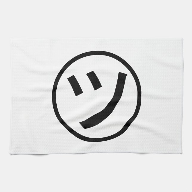 ㋡ Tsu Kana Katakana Lächeln Emoji / Emoticon Geschirrtuch (Horizontal)