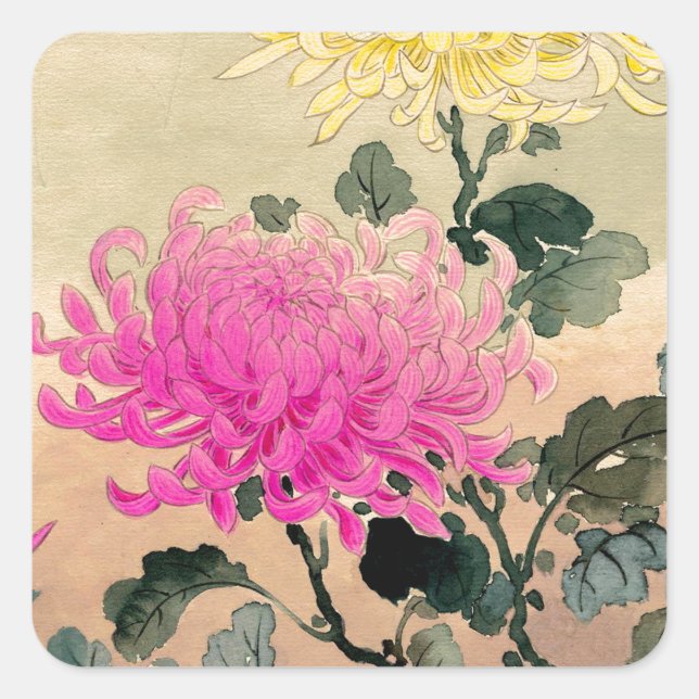 Tsuchiya Koitsu 土 屋 逸 - Chrysanthemum 菊 Quadratischer Aufkleber (Vorderseite)