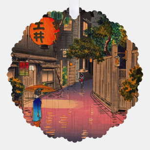 Tsuchiya Koitsu - Abend bei Ushigome Ornament Karte
