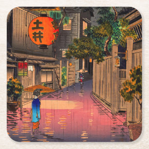 Tsuchiya Koitsu - Abend in Ushigome Rechteckiger Pappuntersetzer