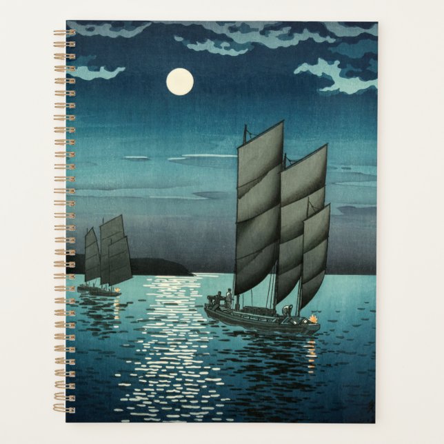 Tsuchiya Koitsu - Boote in Shinagawa, Nacht Planer (Vorderseite)