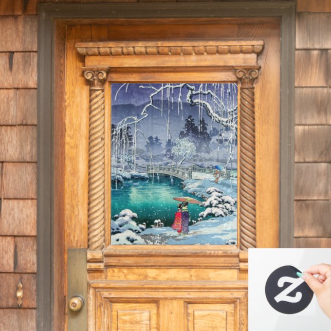 Tsuchiya Koitsu - Frühjahrsschnee bei Maruyama Fensteraufkleber (Haustür)