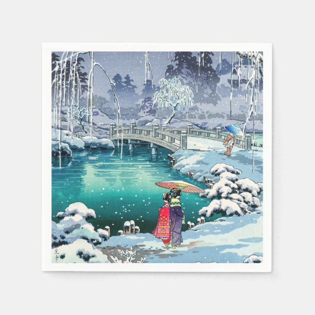 Tsuchiya Koitsu - Frühjahrsschnee bei Maruyama Serviette (Vorderseite)