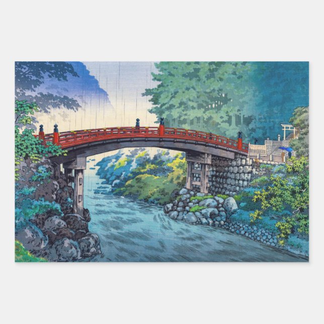 Tsuchiya Koitsu - Heilige Brücke bei Nikko Geschenkpapier Set (Vorderseite)