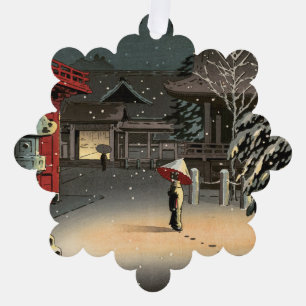 Tsuchiya Koitsu - Schnee am Nezu-Schrein Ornament Karte