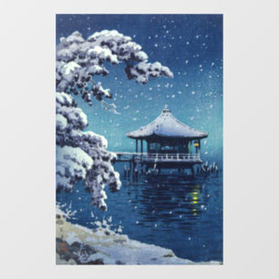 Tsuchiya Koitsu - Schnee auf dem Ukimido in Katada Fensteraufkleber