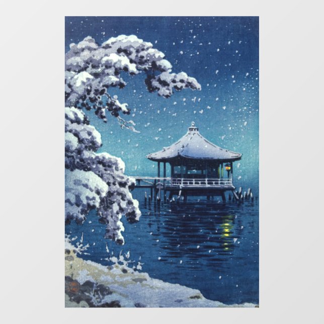 Tsuchiya Koitsu - Schnee auf dem Ukimido in Katada Fensteraufkleber (Blatt)