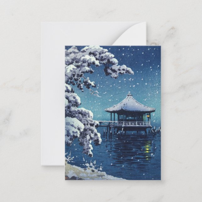 Tsuchiya Koitsu - Schnee auf dem Ukimido in Katada Mitteilungskarte (Vorderseite)