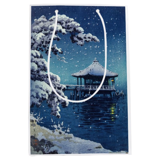 Tsuchiya Koitsu - Schnee auf dem Ukimido in Katada Mittlere Geschenktüte (Vorderseite)