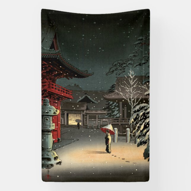 Tsuchiya Koitsu - Schnee bei Nezu Shrine Banner (Vertikal)