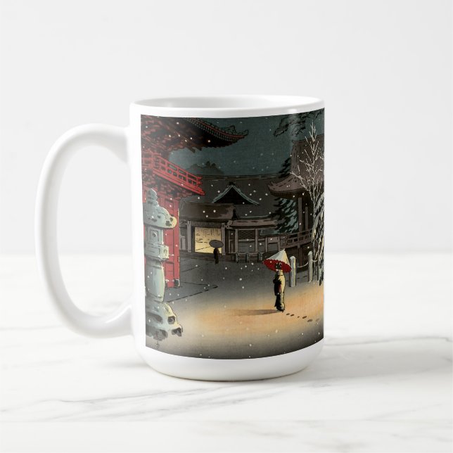 Tsuchiya Koitsu - Schnee bei Nezu Shrine Kaffeetasse (Links)
