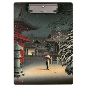 Tsuchiya Koitsu - Schnee bei Nezu Shrine Klemmbrett