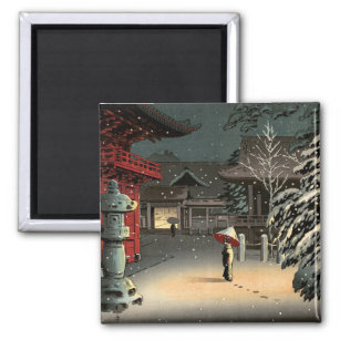 Tsuchiya Koitsu - Schnee bei Nezu Shrine Magnet