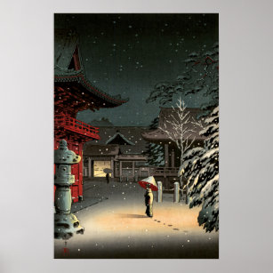 Tsuchiya Koitsu - Schnee bei Nezu Shrine Poster