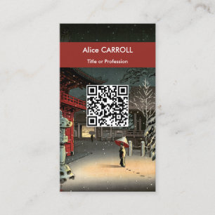 Tsuchiya Koitsu - Schnee bei Nezu Shrine - QR-Code Visitenkarte