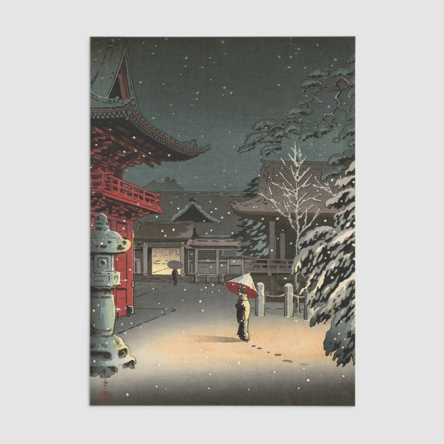 Tsuchiya Koitsu - Schnee bei Nezu Shrine Seidenpapier (Von Creator hochgeladen)