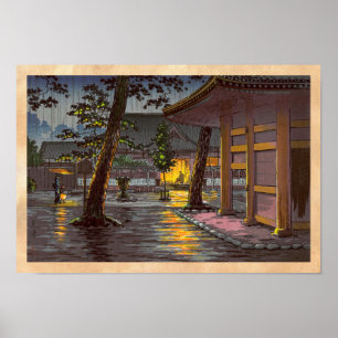 Tsuchiya Koitsu Sketches Takanawa Sengakuji Temple Poster