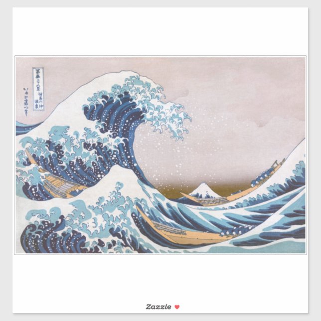 Tsunami Great Wave off Kanagawa Japan by Hokusai Aufkleber (Blatt)