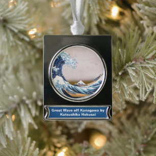 Tsunami Great Wave off Kanagawa Japan by Hokusai Banner-Ornament Silber