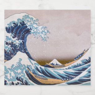 Tsunami Great Wave off Kanagawa Japan by Hokusai Bierflaschenetikett