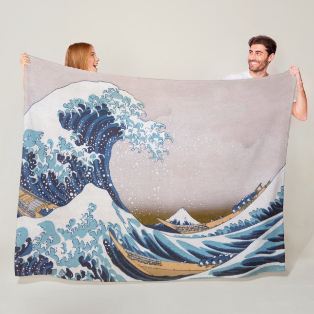 Tsunami Great Wave off Kanagawa Japan by Hokusai Fleecedecke (Beispiel)