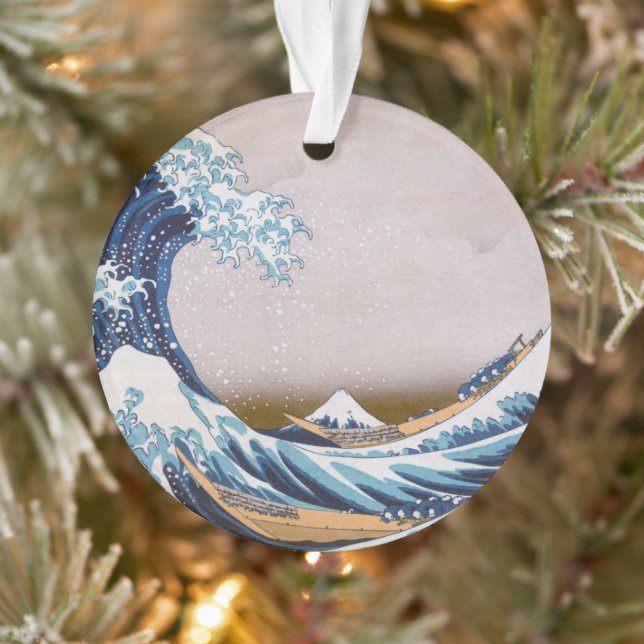 Tsunami Great Wave off Kanagawa Japan by Hokusai Ornament (Baum)