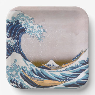 Tsunami Great Wave off Kanagawa Japan by Hokusai Pappteller