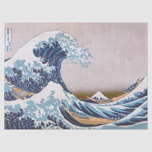 Tsunami Great Wave off Kanagawa Japan by Hokusai Seidenpapier (Vorderseite)