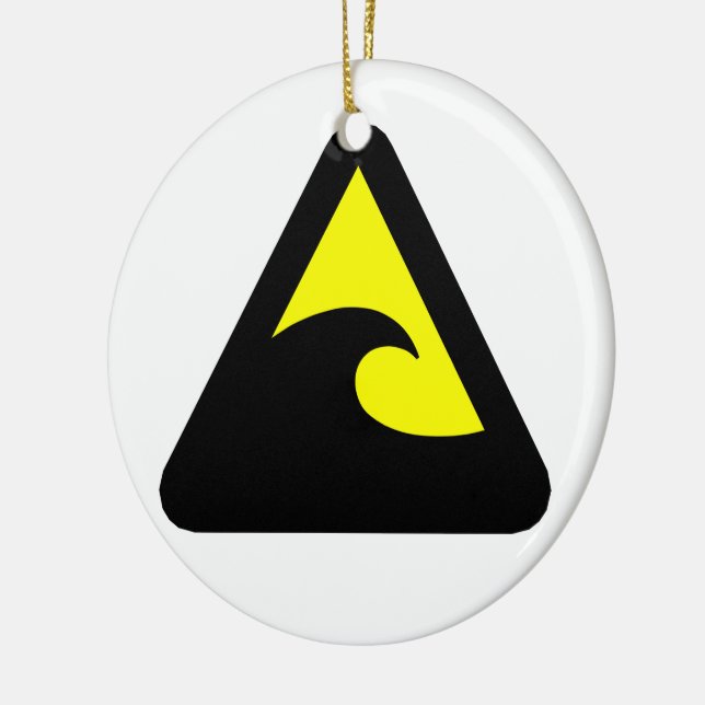 Tsunami Hazard Sign Keramikornament (Links)