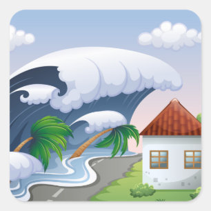Tsunami Wave Quadratischer Aufkleber