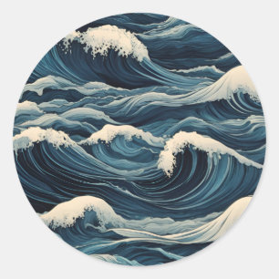 Tsunami Waves Runder Aufkleber