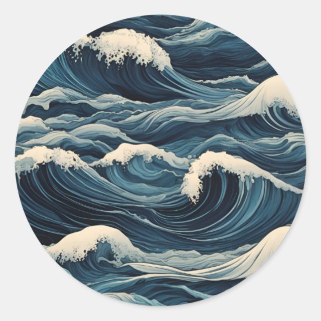 Tsunami Waves Runder Aufkleber (Vorderseite)