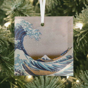 Tsunami-Welle vor Kanagawa Japan von Hokusai Ornament Aus Glas