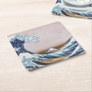 Tsunami-Welle vor Kanagawa Japan von Hokusai Rechteckiger Pappuntersetzer