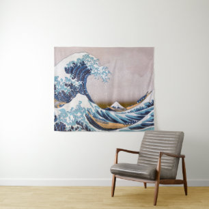 Tsunami-Welle vor Kanagawa Japan von Hokusai Wandteppich