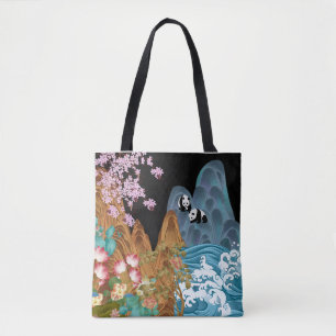 Tsunami-Wellen von Kirschbäumen mit Pandas Tote-Be Tasche
