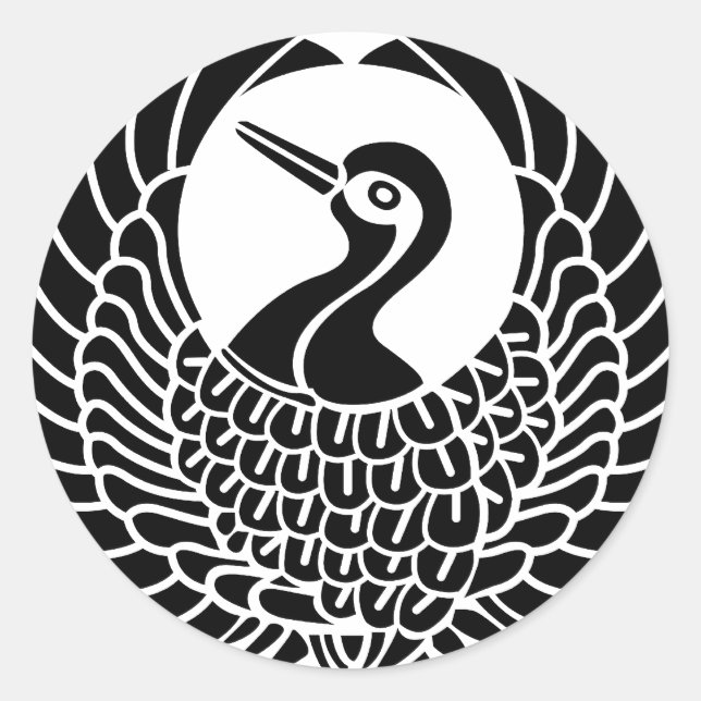 Tsuru-mon Runder Aufkleber (Vorderseite)